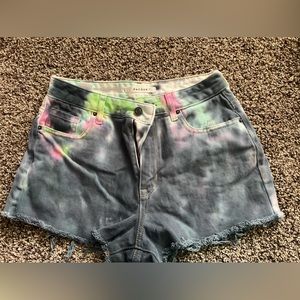 pacsun, tie die jean shorts, high rise